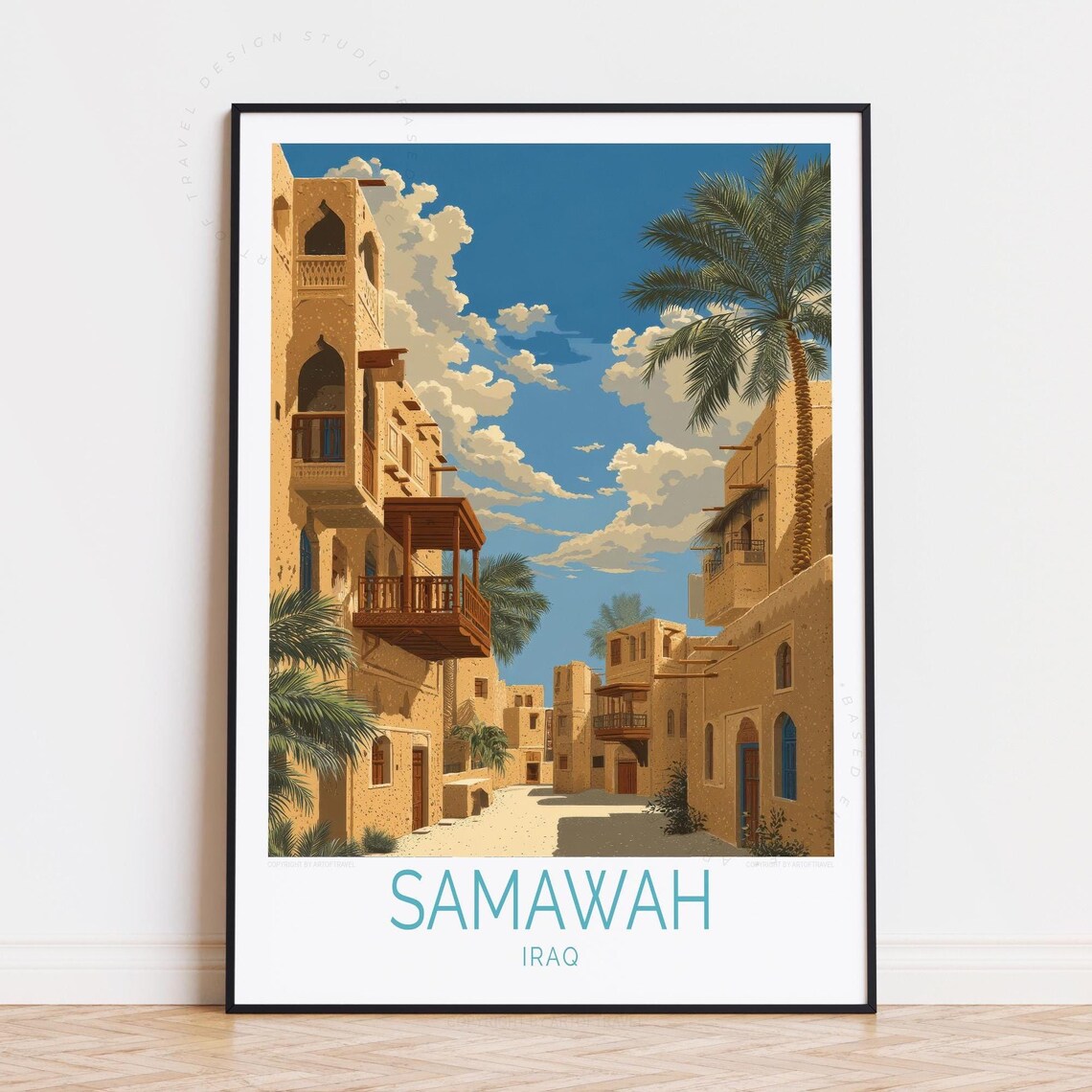 Samawah Iraq Historic Old Town Palm Lined Streets Travel Poster
