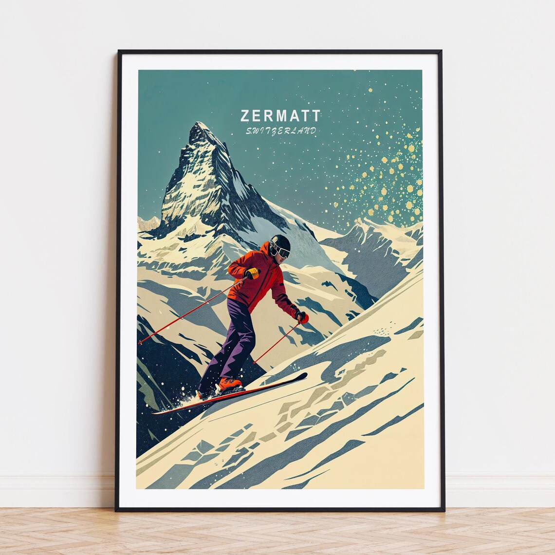 Zermatt Travel Poster Switzerland Zermatt Wall Art Zermatt Print Home Decor Custom Travel Poster Birthday Gifts