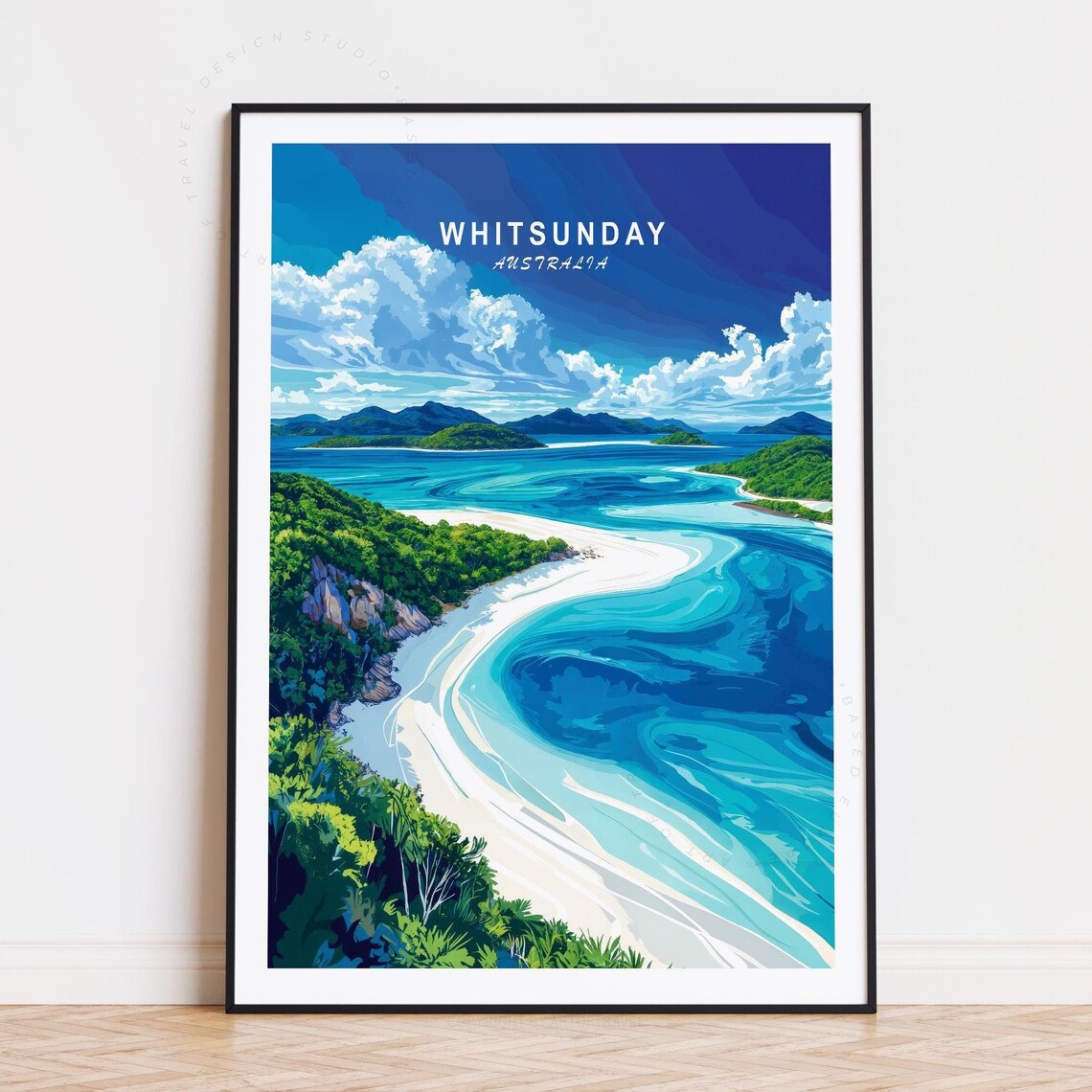 Whitsunday Australia Tropical Beach Islands Aerial Travel Poster