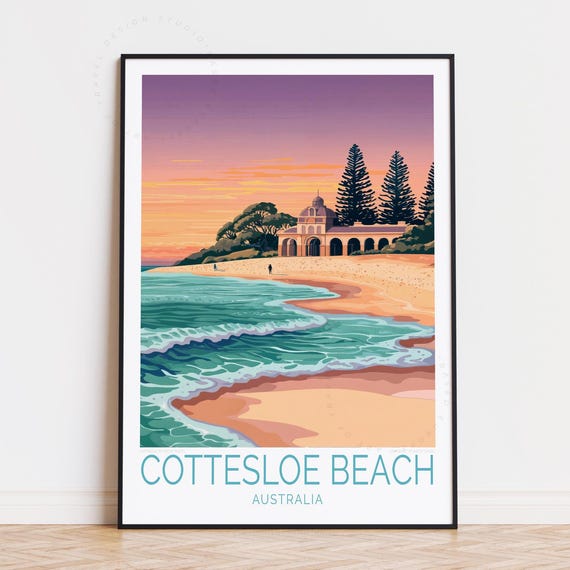 Cottesloe Beach Australia Travel Poster Wall Art Print Home Decor Birthday Gifts Custom