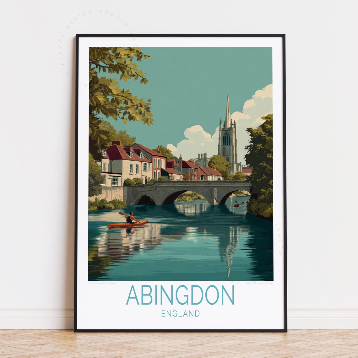 Abingdon England Riverside Kayaking Under The Old Stone Bridge Poster