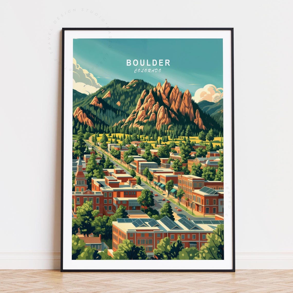 Boulder Colorado Flatirons Red Rocks Main Street View Travel Poster