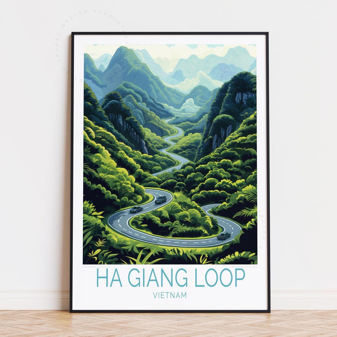Ha Giang Loop Vietnam Mountain Road Switchbacks Travel Poster