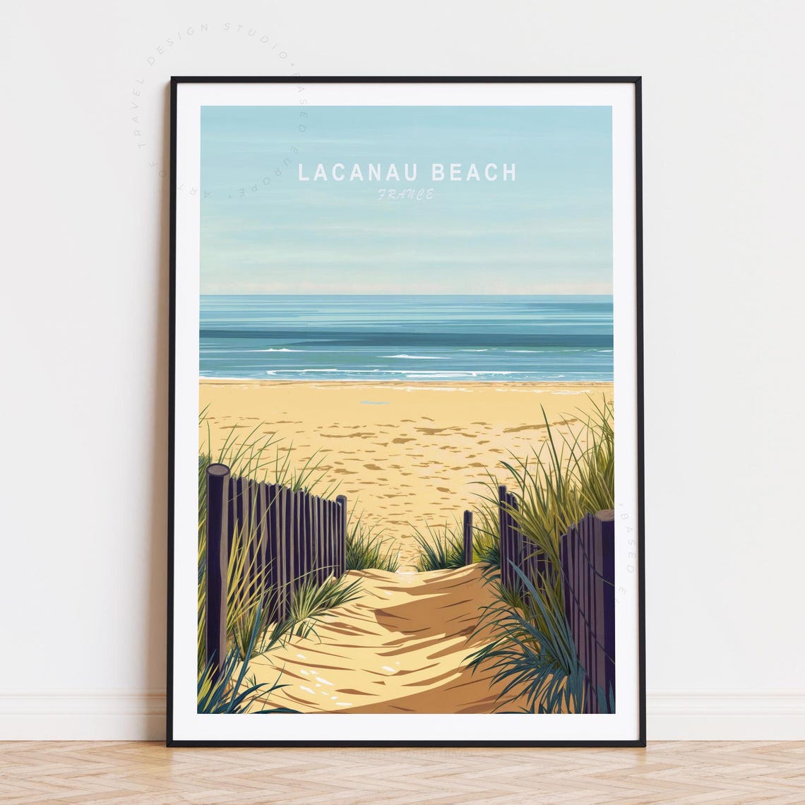 Lacanau Beach France Calm Ocean Dune Fence Path Beach Poster