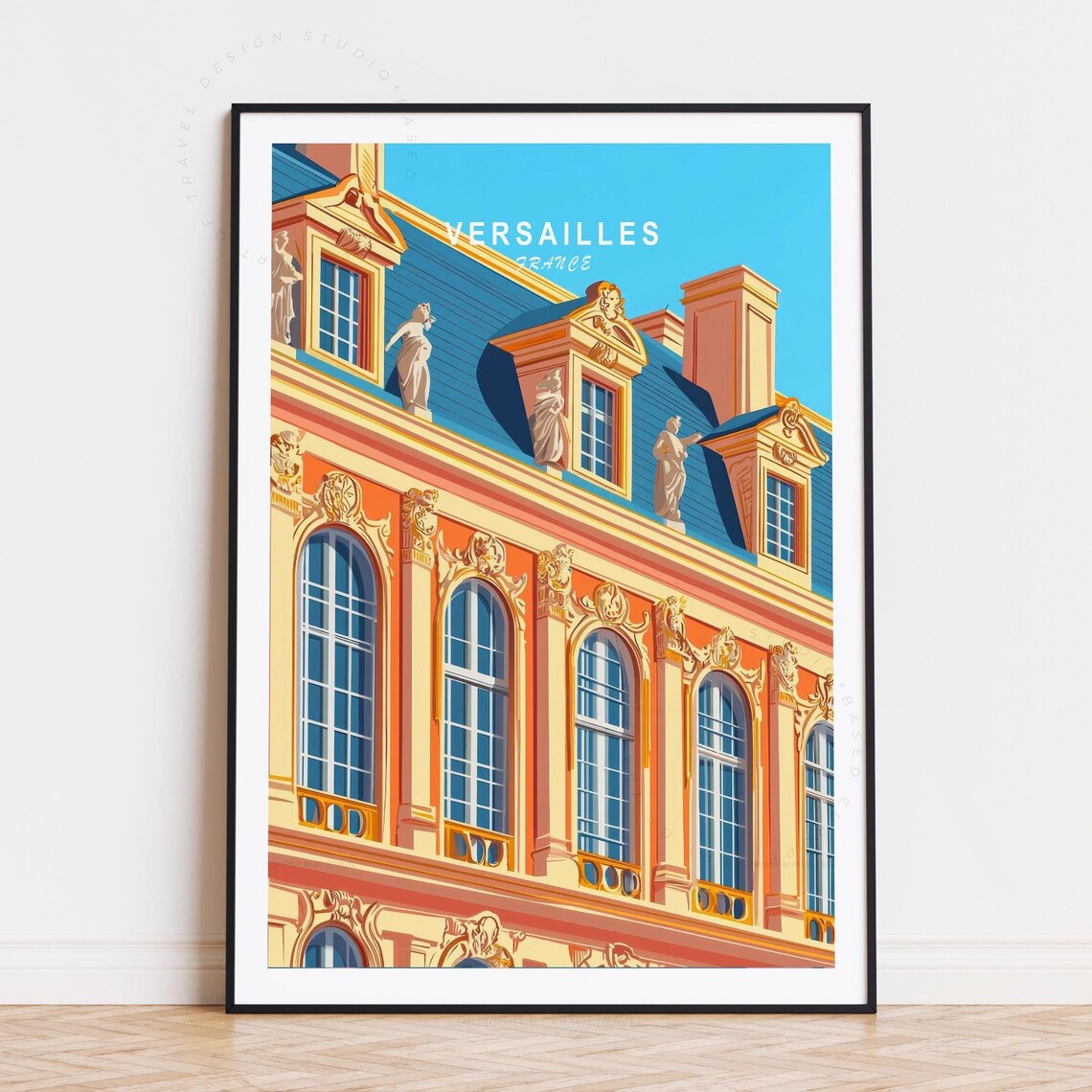Versailles France Royal Palace Statues Roofline Travel Art Poster