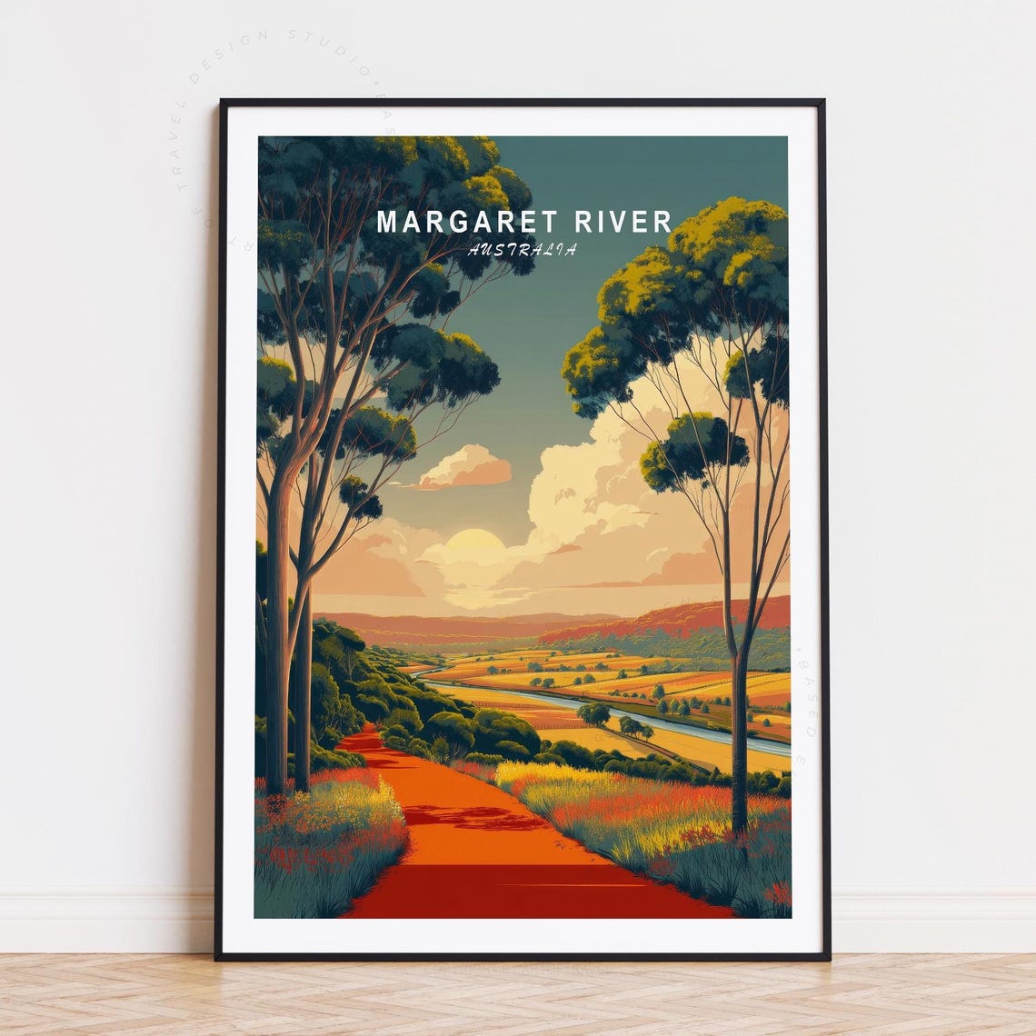 Margaret River Australia Red Dirt Road Eucalyptus Valley Travel Poster