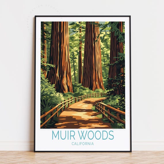 Muir Woods Travel Poster Wall Art National Monument Print Home Decor Custom Birthday Gifts