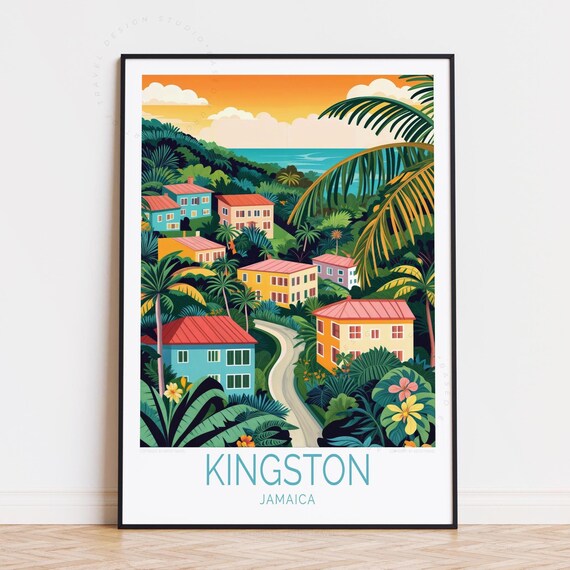 Kingston Travel Poster Jamaica Wall Art Print Birthday Gifts Home Decor Personalised
