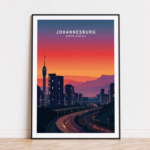 Johannesburg Travel Poster South Africa Wall Art Print Birthday Gifts Home Decor Minimalist