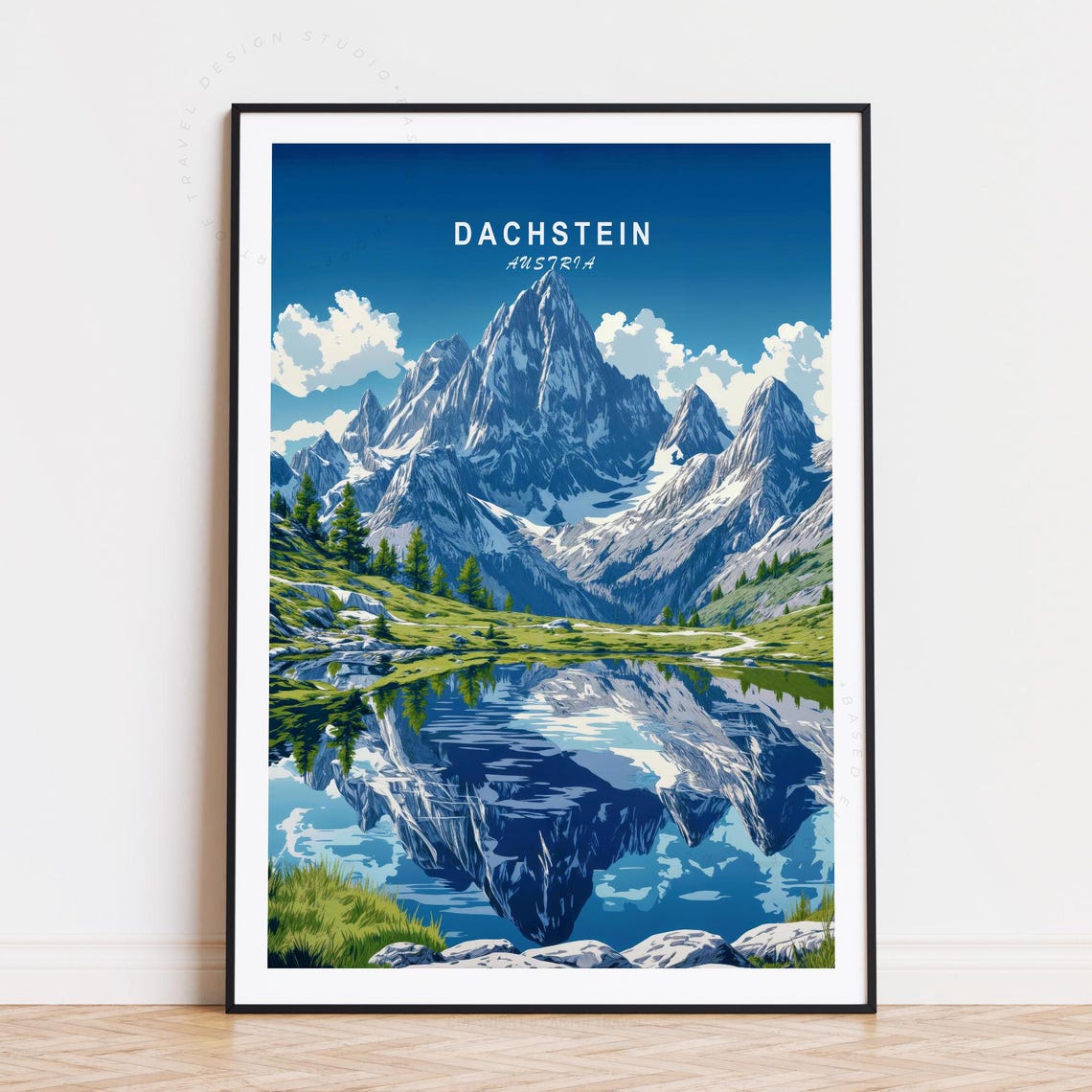 Dachstein Austria Travel Poster, Minimalist Cityscape