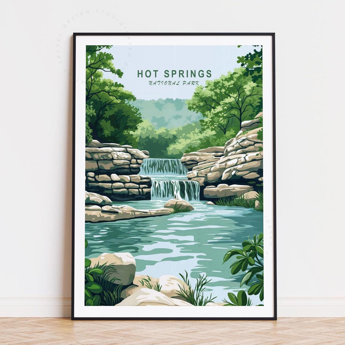 Hot Springs National Park Waterfall Forest Pool Landscape Poster