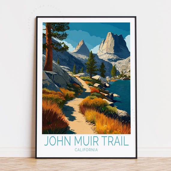 John Muir Trail Travel Poster Wall Art Print Home Decor Custom Birthday Gifts
