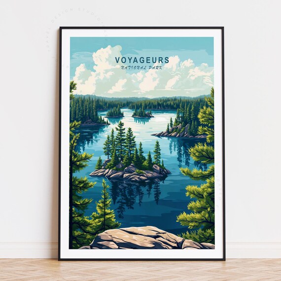 Voyageurs National Park Islands on Calm Waters Wilderness Travel Poster