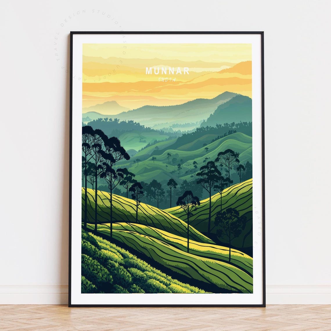 Munnar India Green Tea Plantation Hills Soft Morning Light Poster