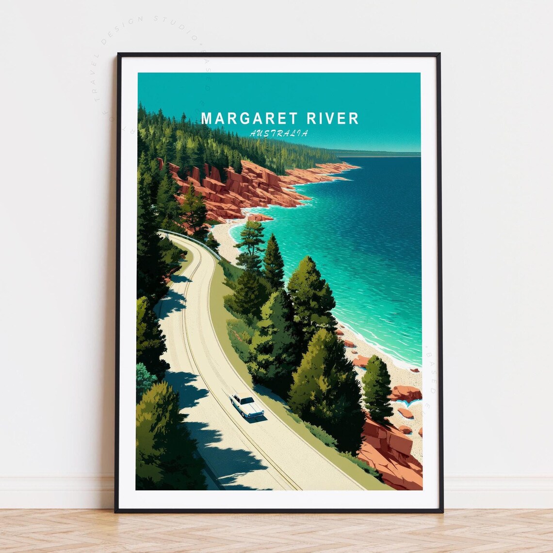 Margaret River Australia Aerial Coastal Drive Turquoise Sea Travel Poster