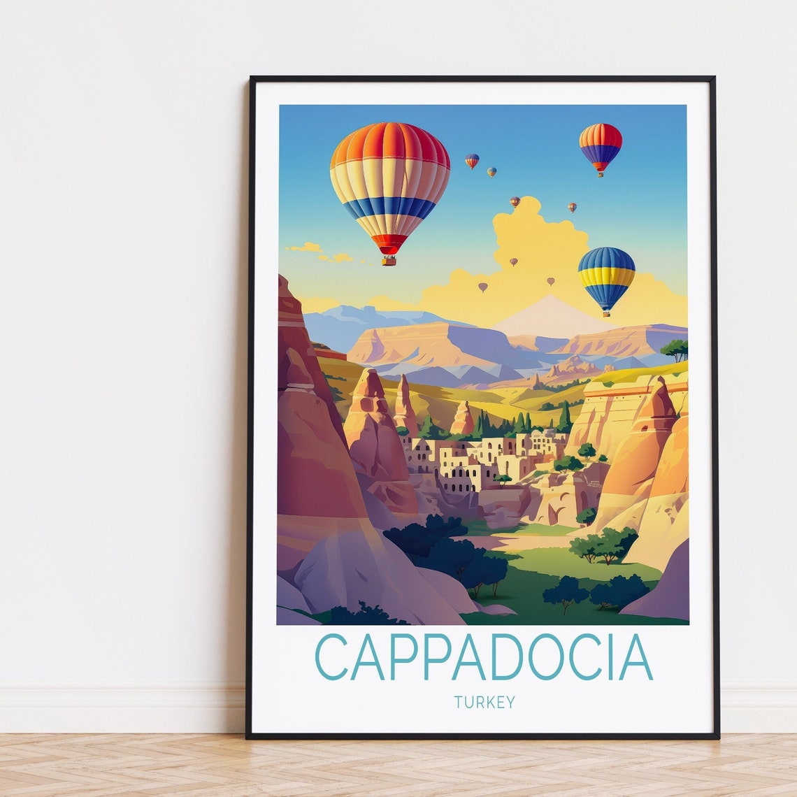 Cappadocia Turkey Hot Air Balloons Over Fairy Chimneys Poster