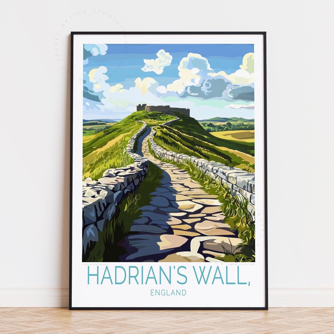 Hadrian's Wall England Roman Ruins Countryside Hiking Travel Poster