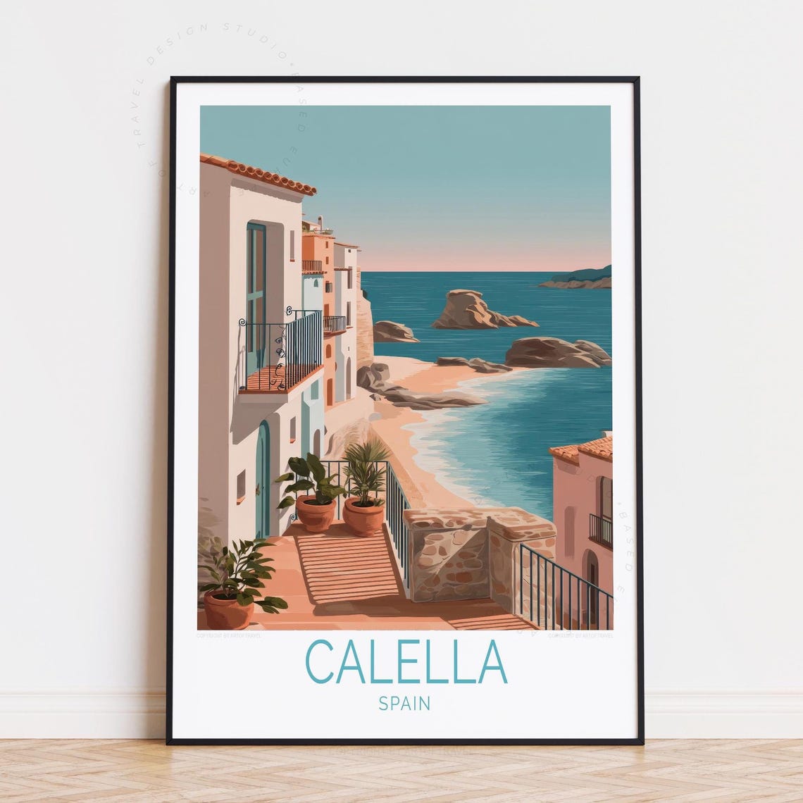 Calella Spain Balcony Beach View Mediterranean Coast Town Poster