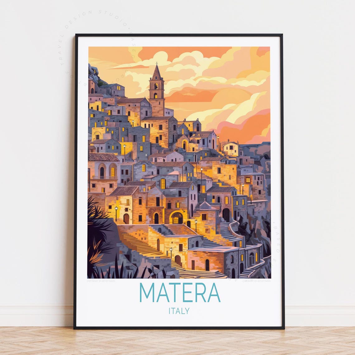 Matera Italy Travel Poster, European City Art Print
