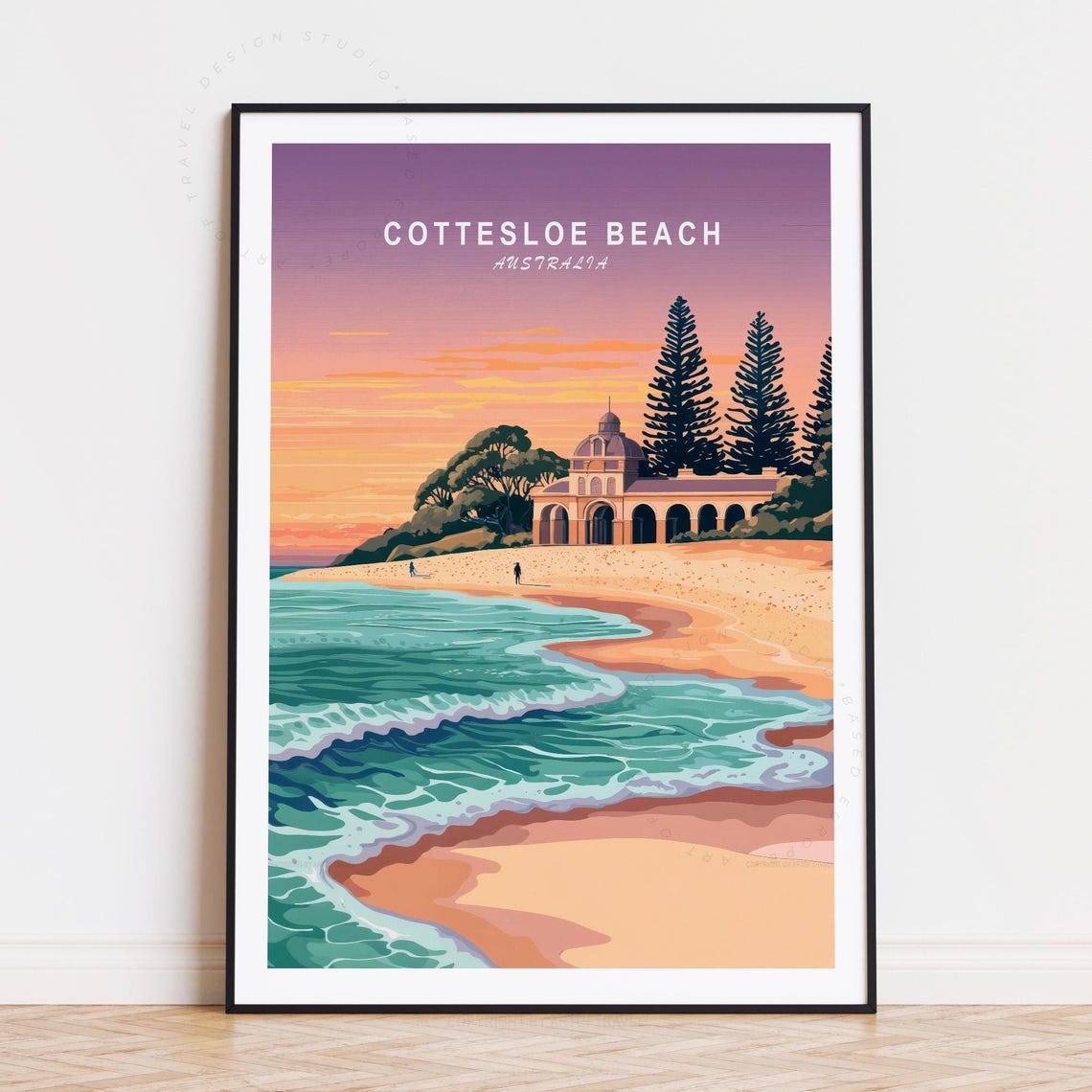 Cottesloe Beach Australia Pavilion Sunset Waves Shore Poster