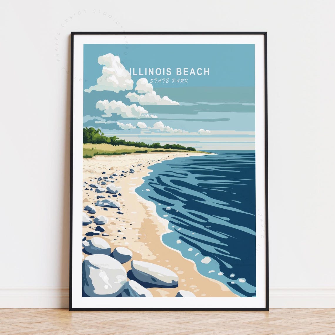 Illinois Beach State Park Shoreline Waves Pebbles Lake View Poster
