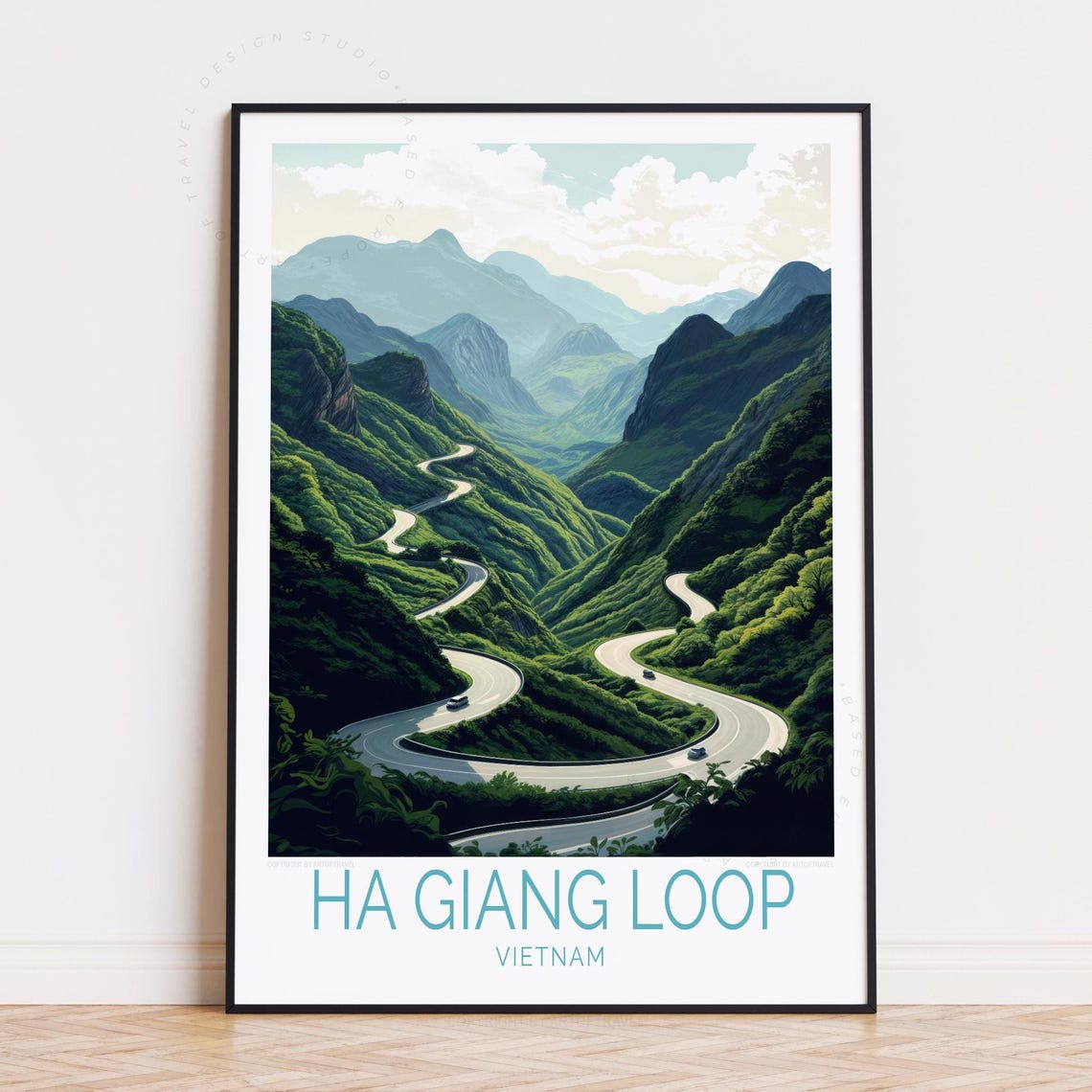 Ha Giang Loop Vietnam Green Mountain Valley Road Travel Poster