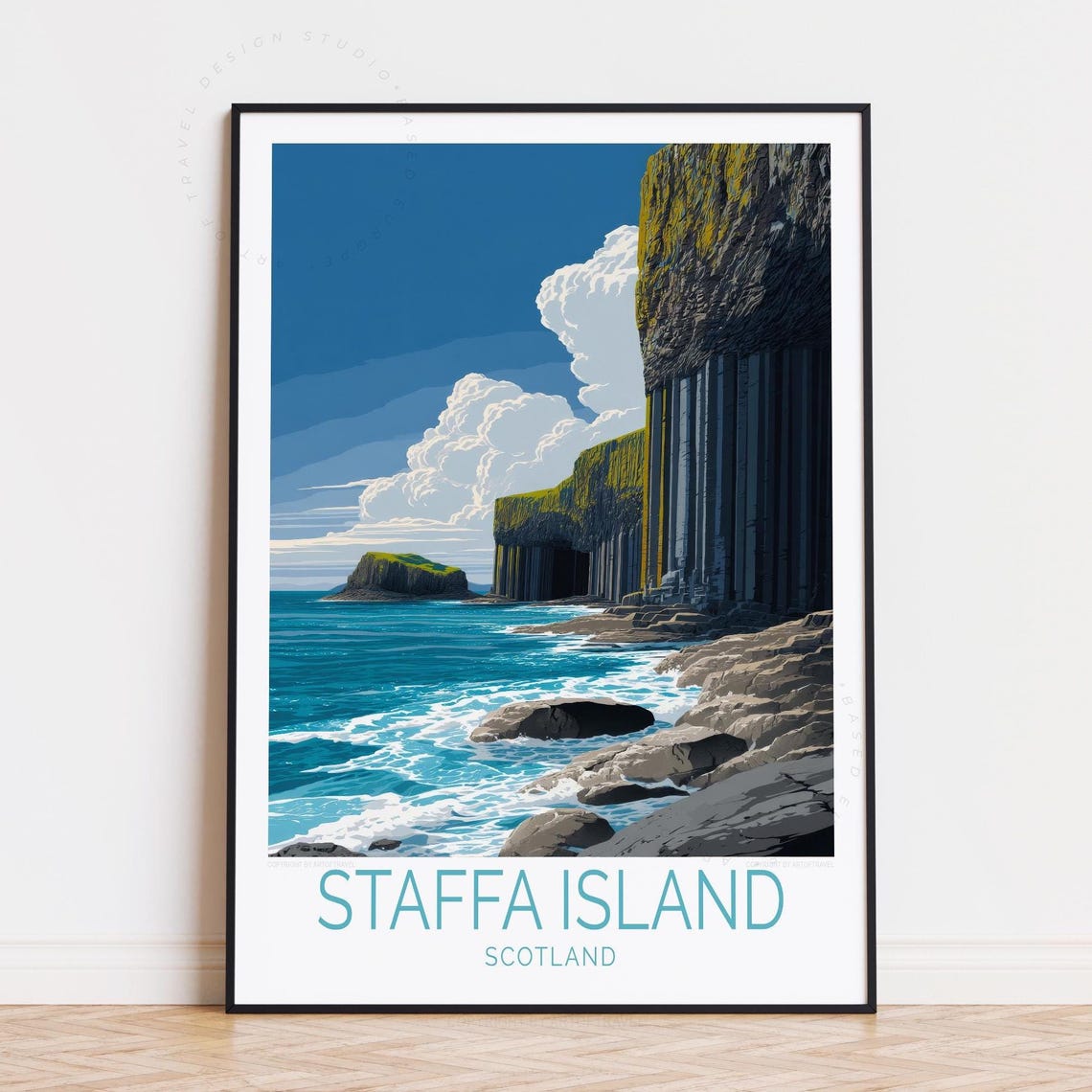 Staffa Island Scotland Basalt Columns Fingal Cave Coast Travel Poster