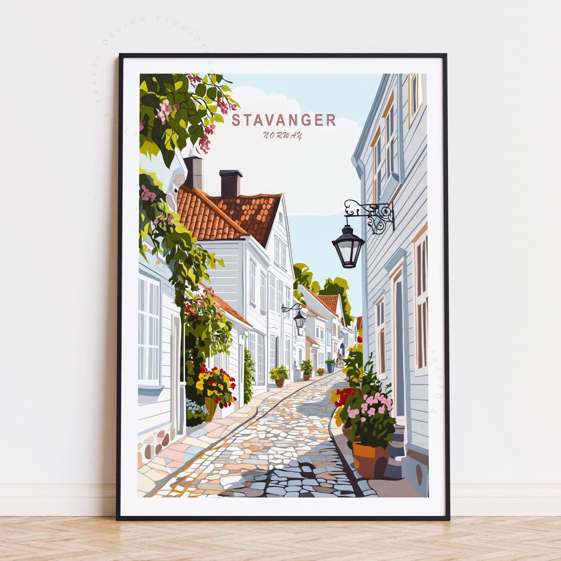 Stavanger Travel Poster, Minimalist Cityscape Art Print