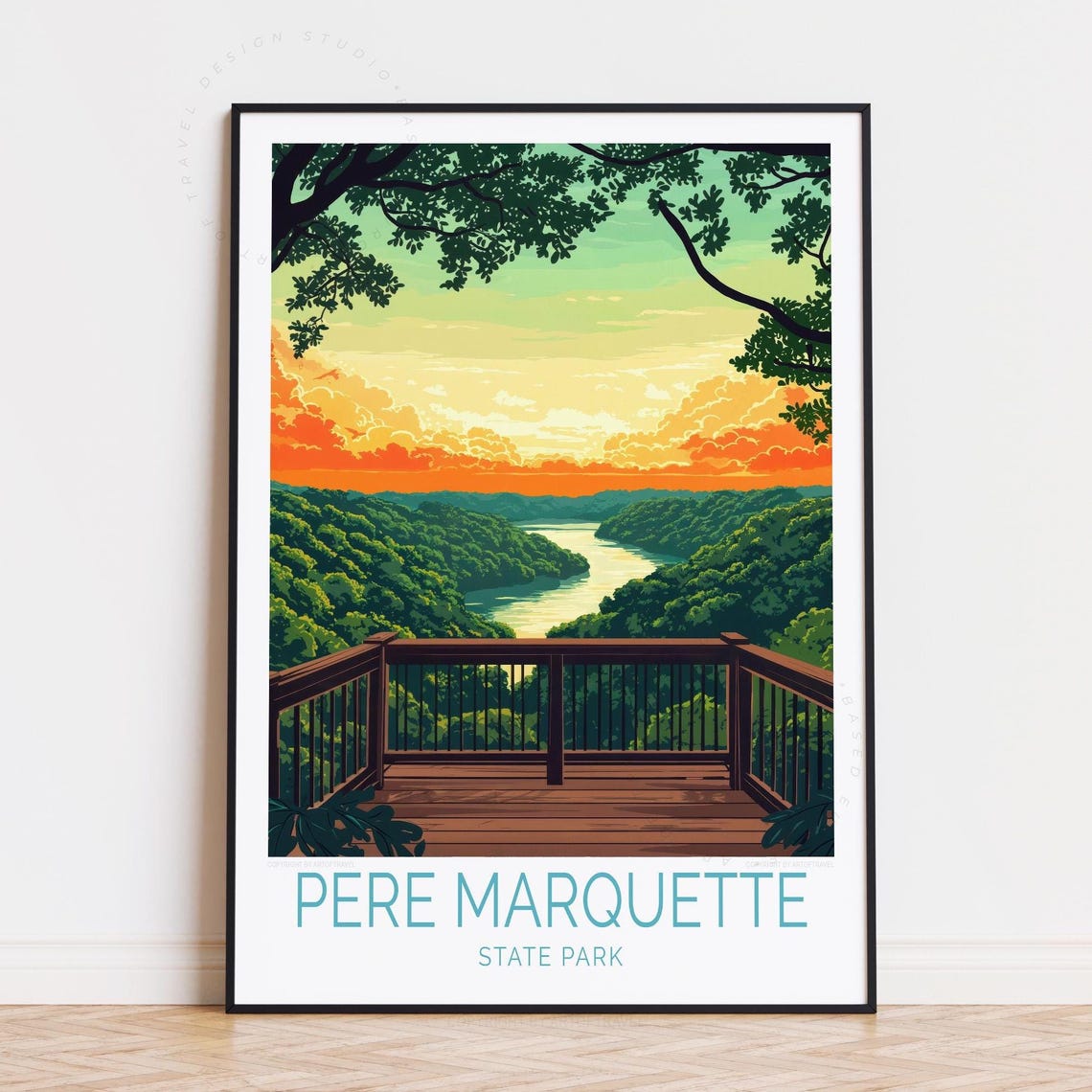 Pere Marquette State Park Sunset Overlook River Valley View Poster