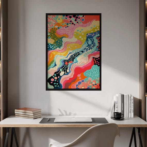Colorful Whirl Abstract Art Poster Vibrant Organic Fluid Wall Decor Modern Home Accent For Living Room Bedroom Dorm Office