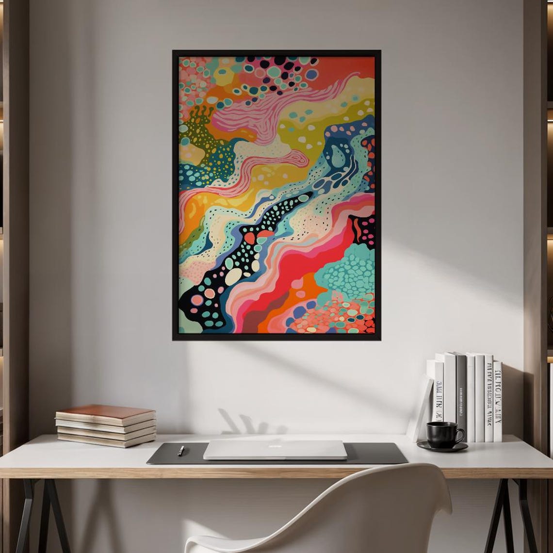 Colorful Organic Fluid Abstract Swirl Dots Vibrant Modern Poster