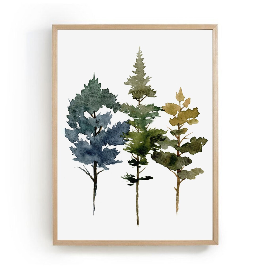Pine Tree Watercolor Art Print, Minimalist Evergreen