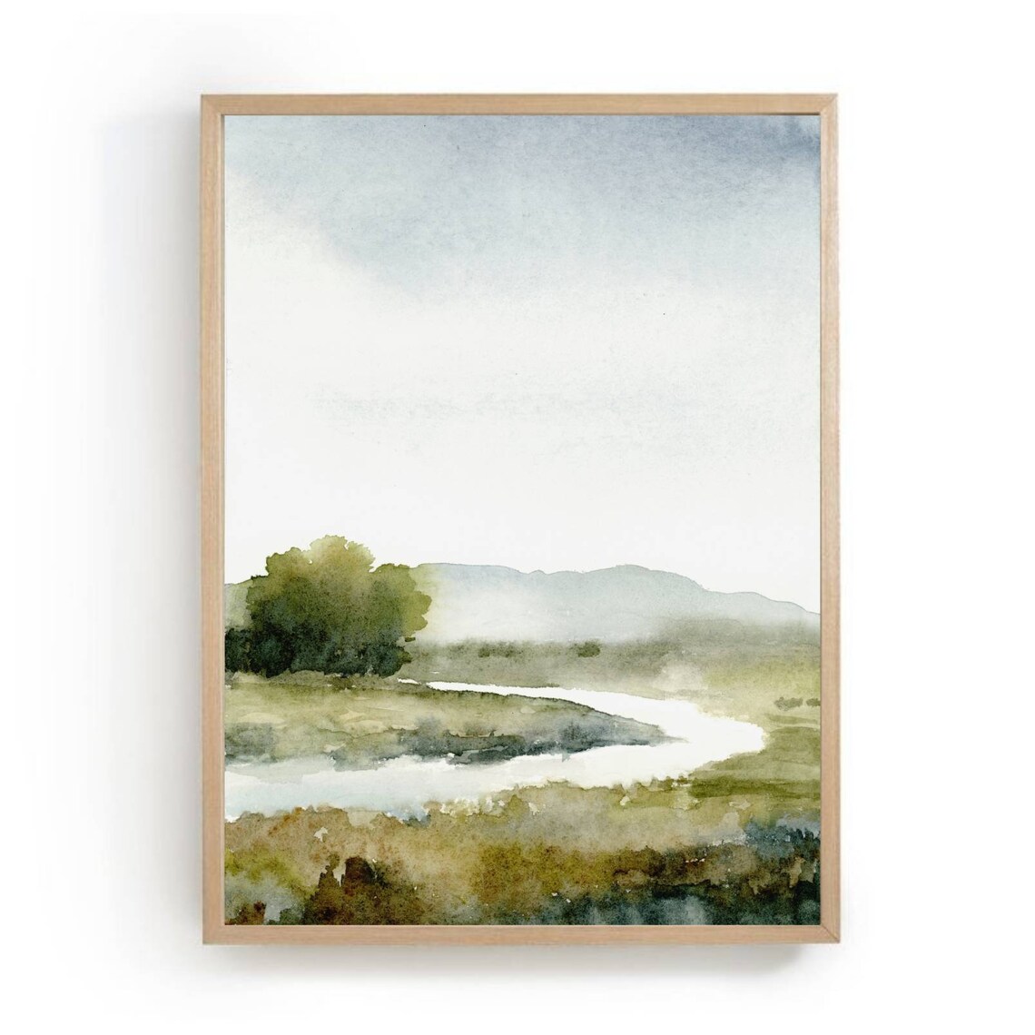 Abstract Landscape Painting Art Print, Minimalist Watercolor