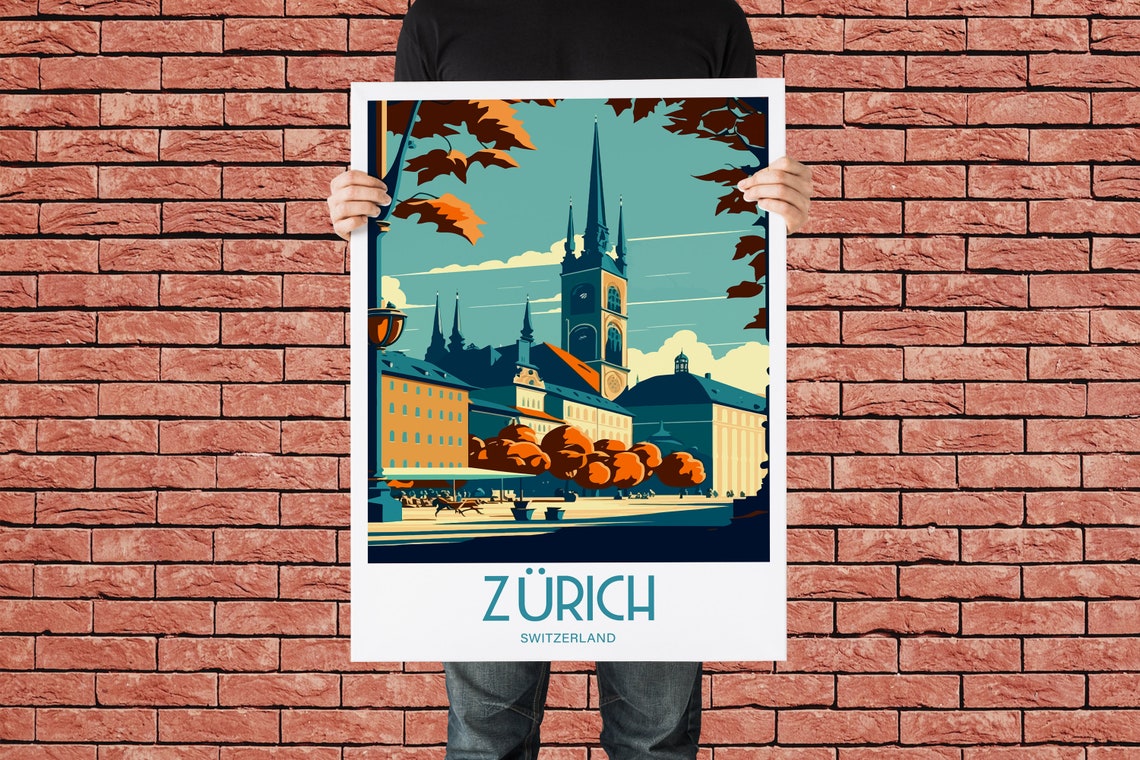 Zurich Travel Print Wall Art Zurich City Travel Poster Gift For Zurich Switzerland Wall Art Zurich Europe Wall Art Print Switzerland City - Image 3