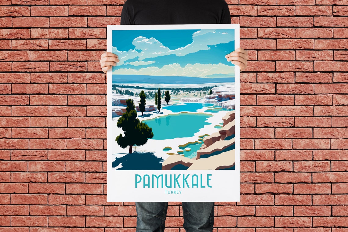 Pamukkale Turkey Travertine Pools Terraces Vintage Travel Poster - Image 2