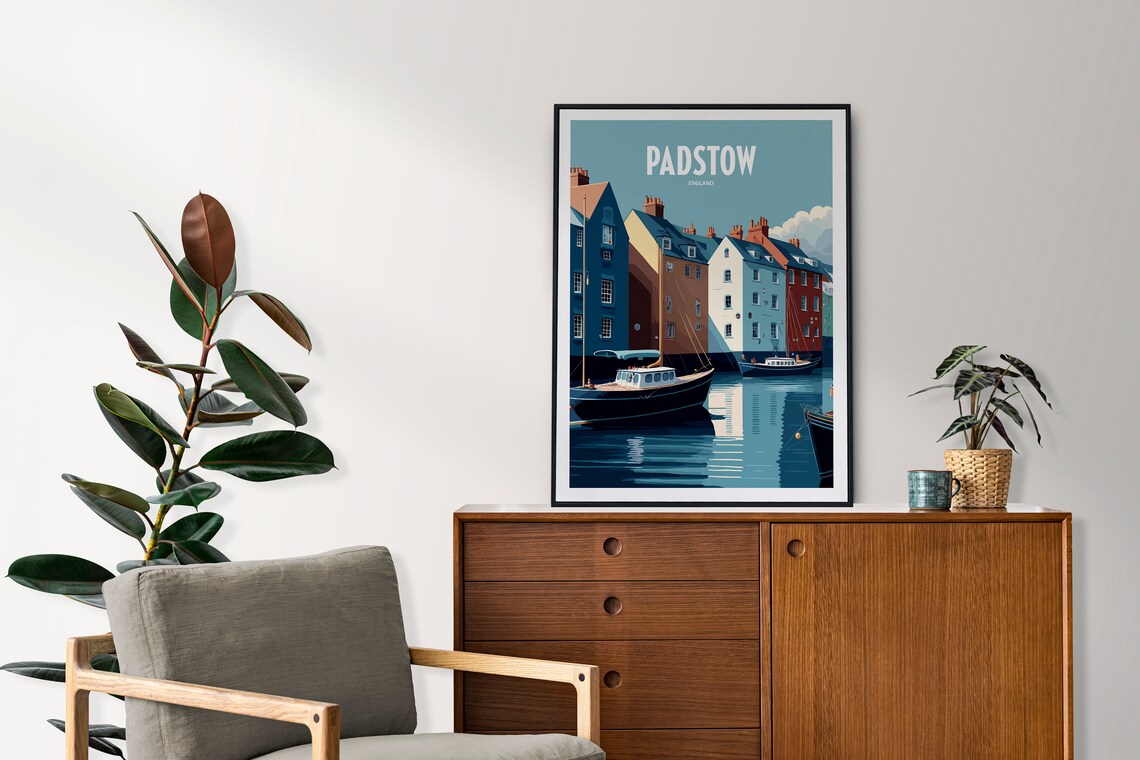 Padstow Town Travel Print Padstow Harbour Travel Art Padstow England Travel Print Padstow English Print Padstow Travel Poster - Image 2