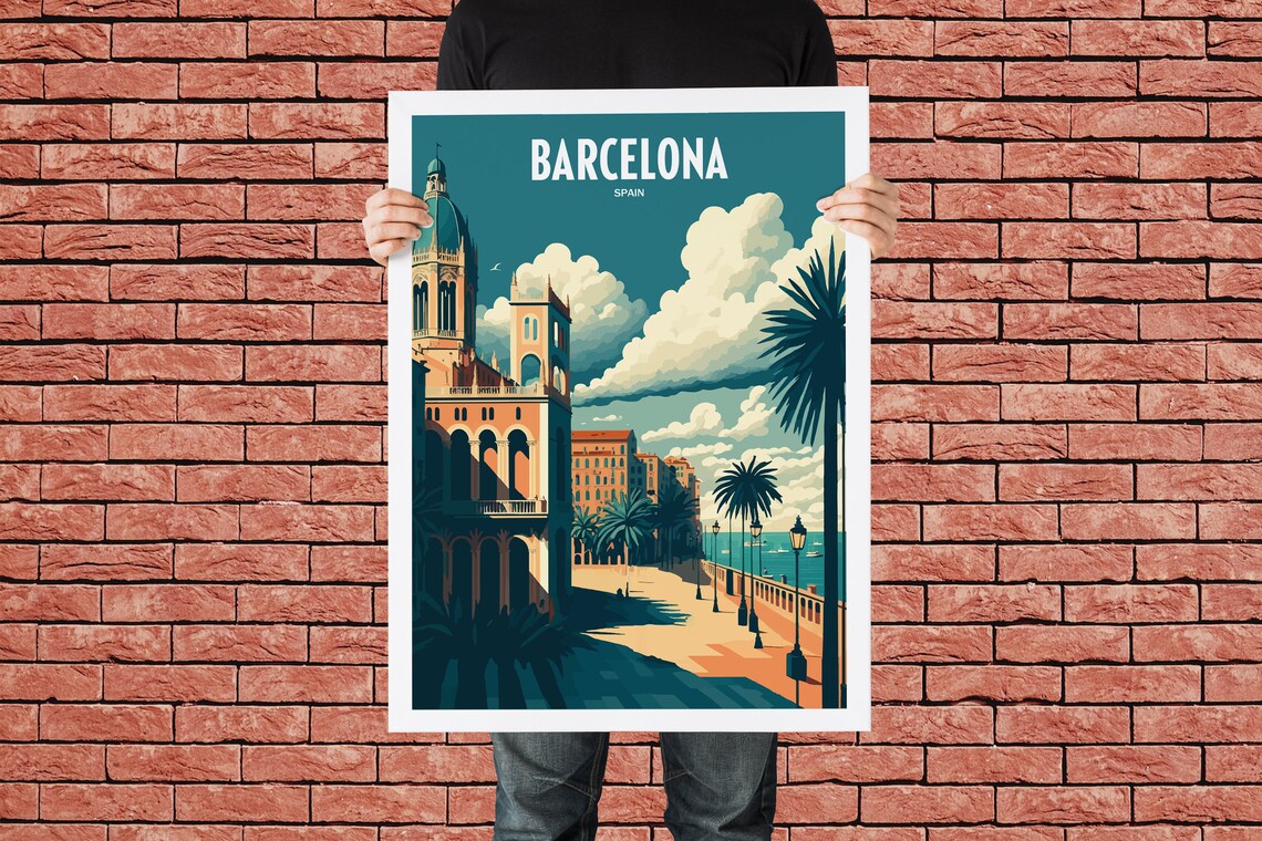 Barcelona Spain Travel Poster, Retro Travel Art - Image 3