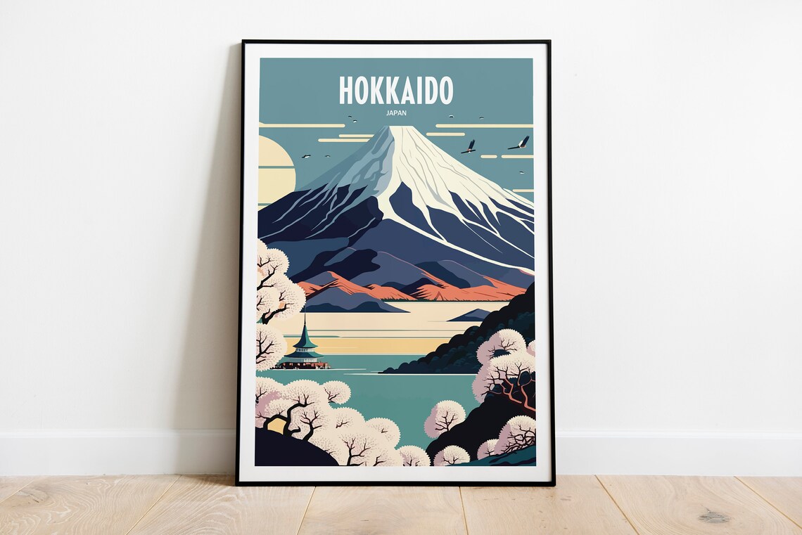 Hokkaido Travel Poster, Japan Scenery Art Print