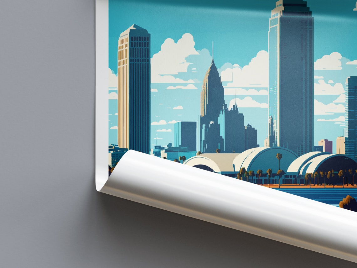 Perth Australia City Skyline Riverside Daytime Vintage Travel Poster - Image 2