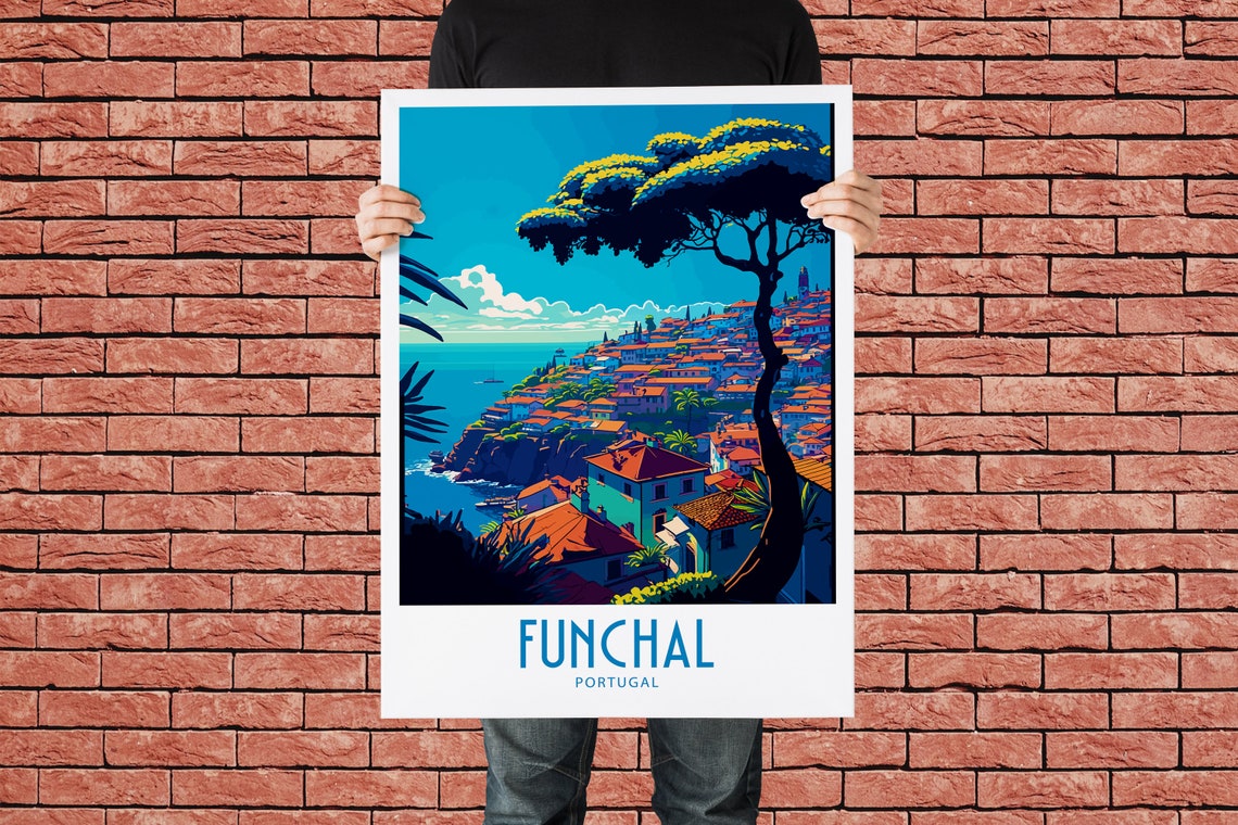 Funchal Travel Print Wall Art Funchal Portugal Wall Hanging Home Decoration Funchal Portugal Gift Art Lovers Wall Art Print Funchal Portugal - Image 2