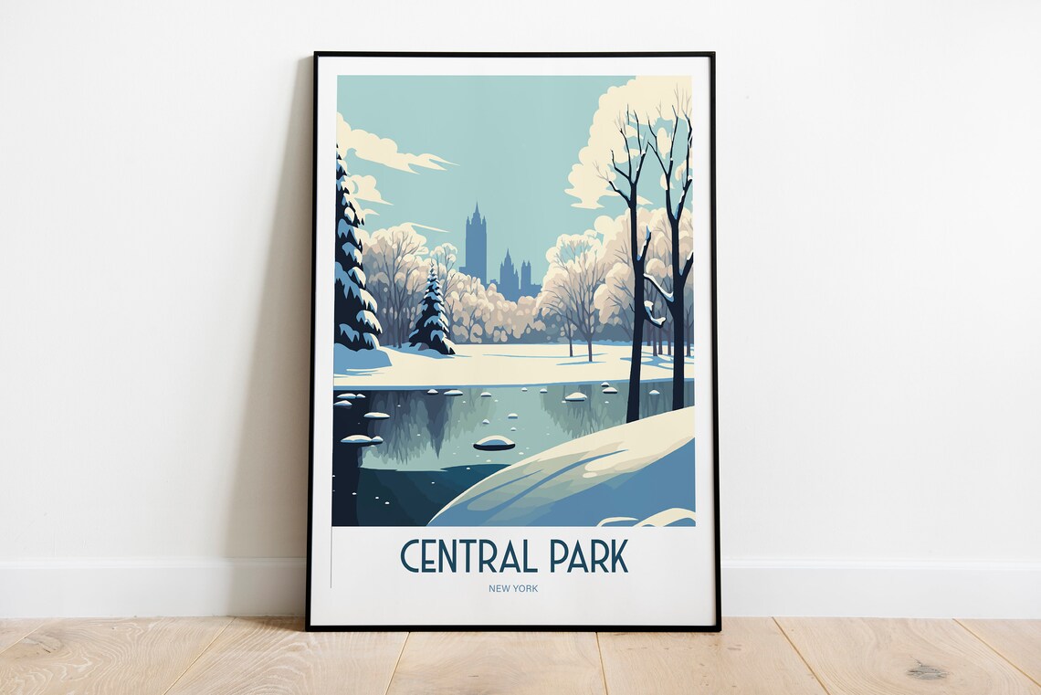 Winter Central Park New York Travel Poster