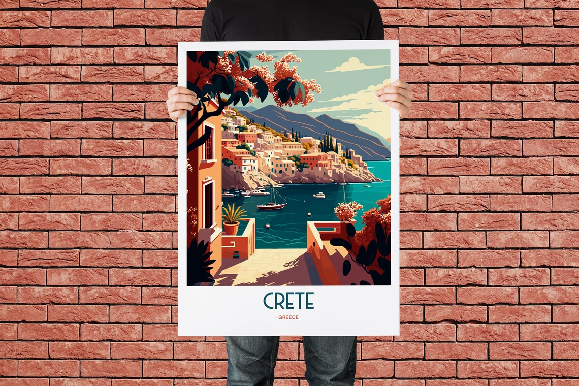 Crete Greece Seaside Travel Poster, Landmark Print - Image 4