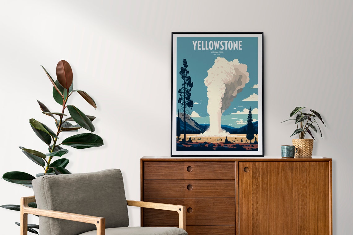 Yellowstone National Park Travel Print National Park Travel Art Yellowstone Travel Print Usa National Park Yellowstone Travel Poster - Image 2