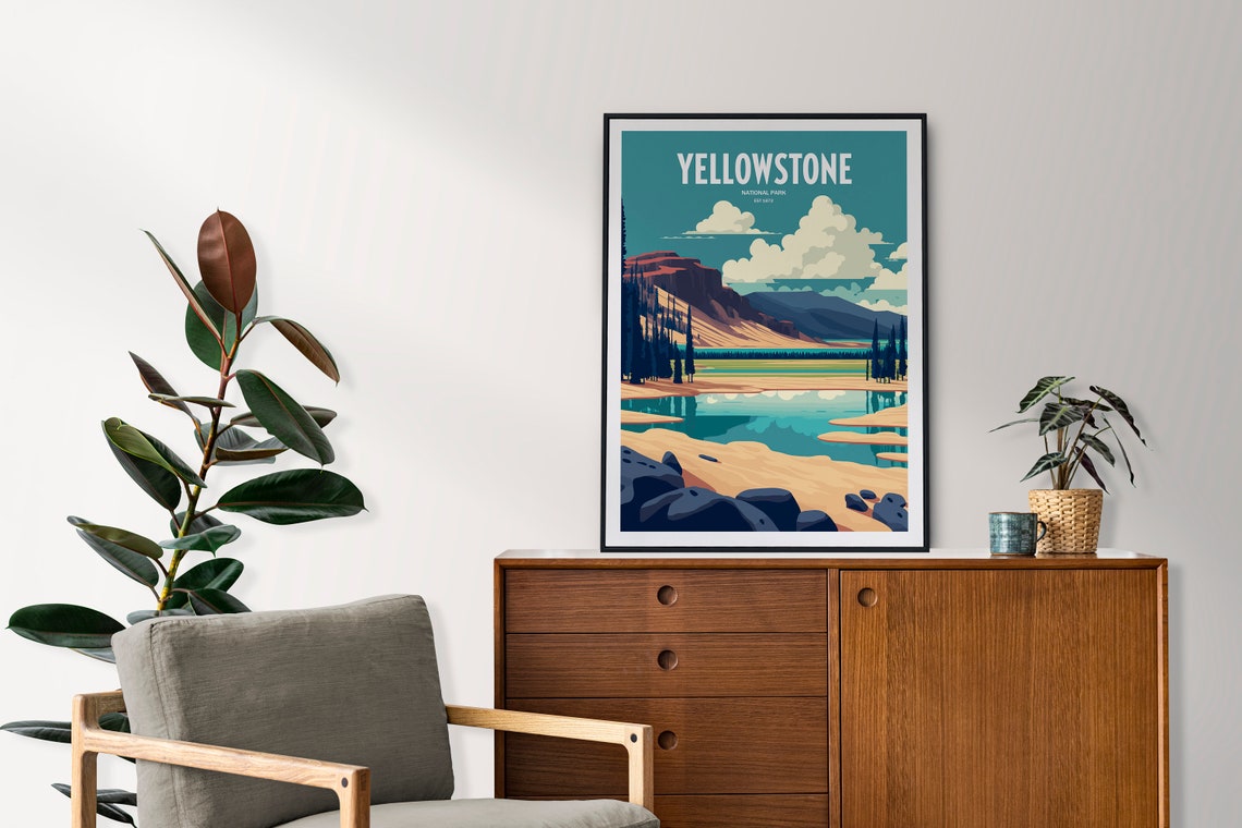 Yellowstone National Park Travel Print National Park Travel Art Yellowstone Travel Print Usa National Park Yellowstone Travel Poster - Image 2