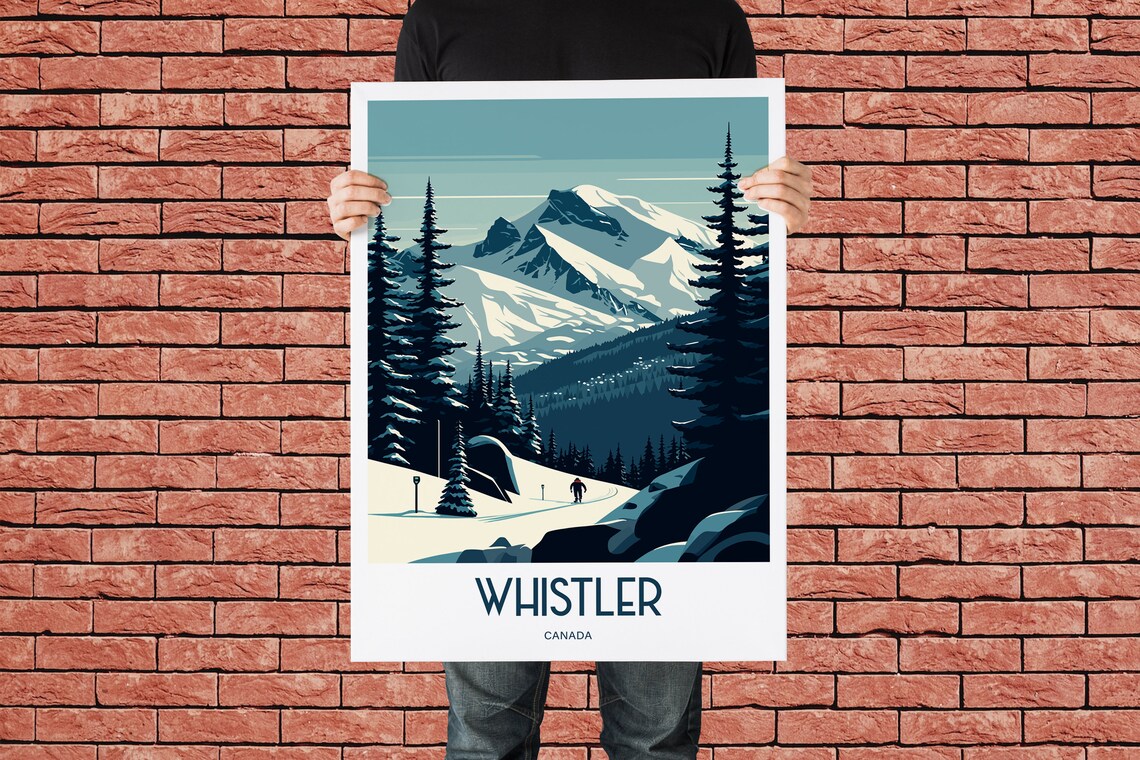 Whistler Canada Powder Ski Mountain Snowy Pines Travel Poster - Image 3