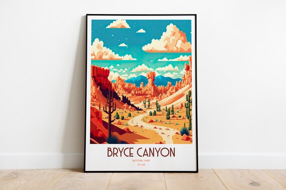 Bryce Canyon National Park Utah Red Rock Desert Vintage Travel Poster