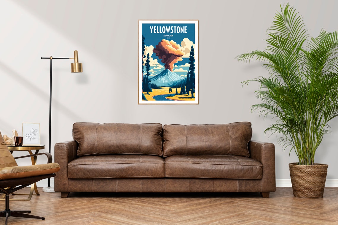 Yellowstone National Park Vintage Poster Geyser Eruption Art - Image 2