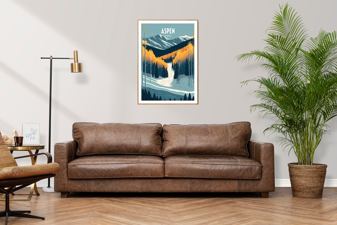 Aspen Ski Travel Print Aspen Resort Travel Art Skiing Travel Print Skiing Slope Aspen Skiing Travel Poster - Image 2