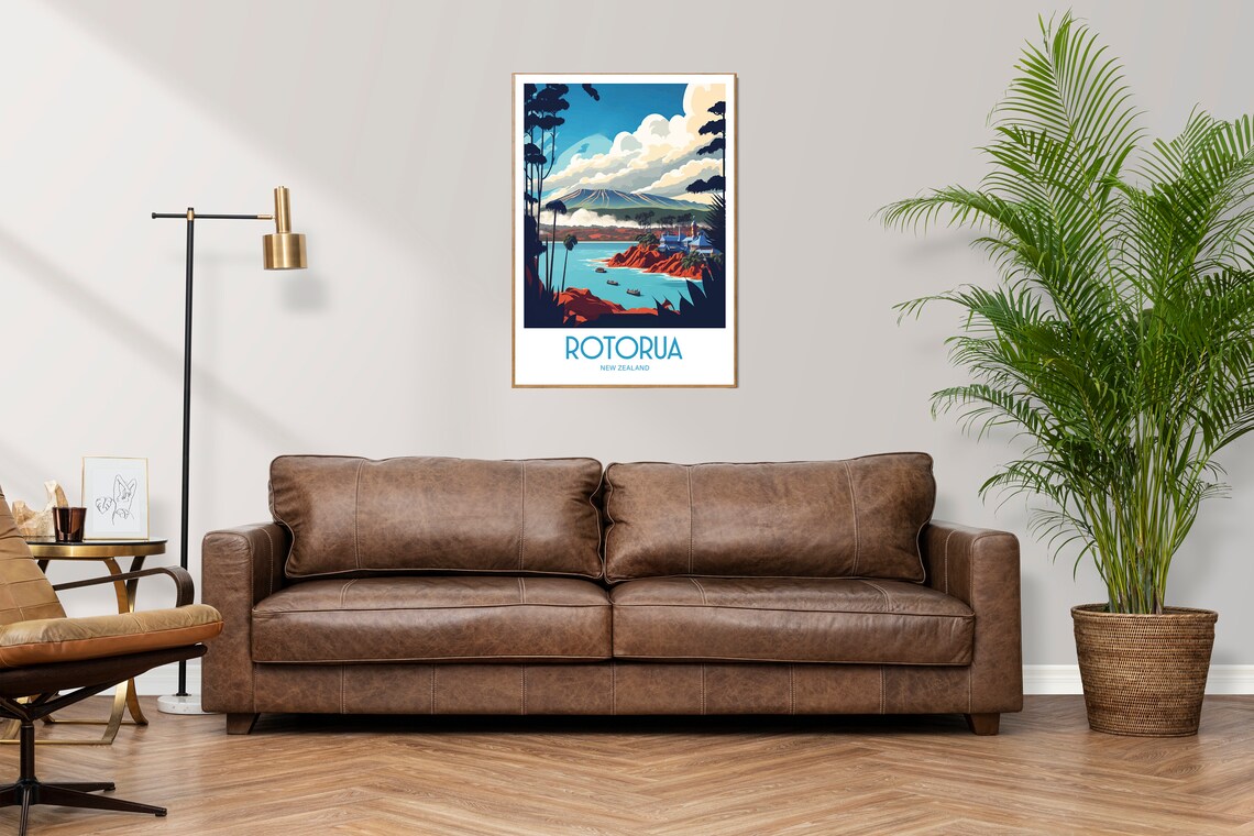 Rotorua New Zealand Travel Poster, Landscape Art - Image 3