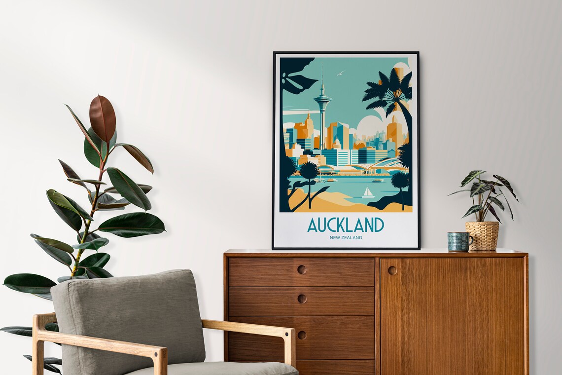 Auckland New Zealand Travel Poster, Landscape Art - Image 5